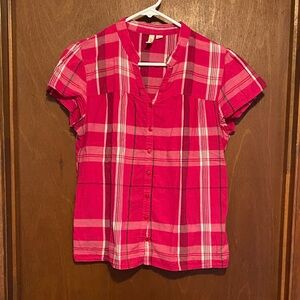 St. John's Bay Pink Plaid Button Down Shirt